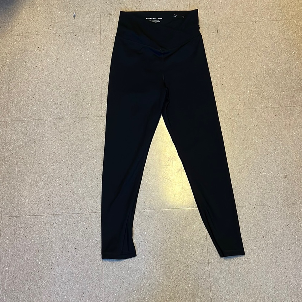 American Eagle crossover high waisted workout legging, small, black